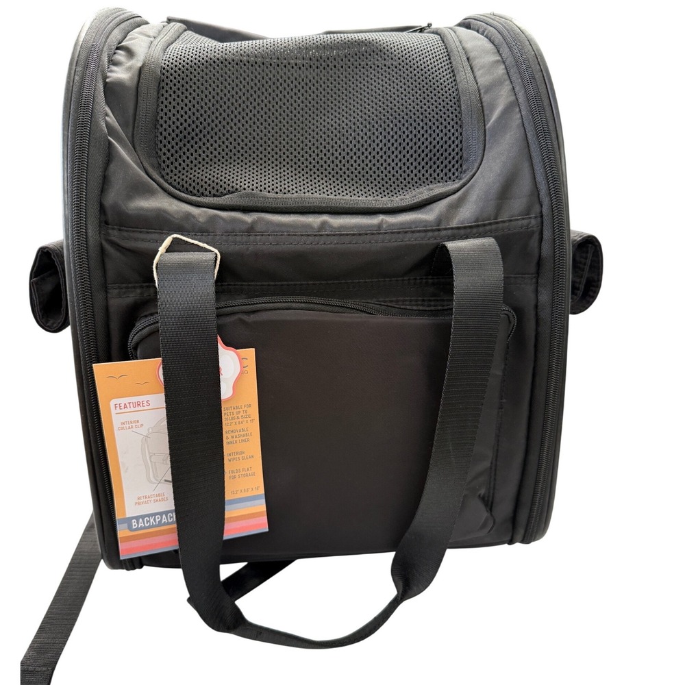 C&C California Pet Carrier Backpack Black Soft Sided Foldable NWT